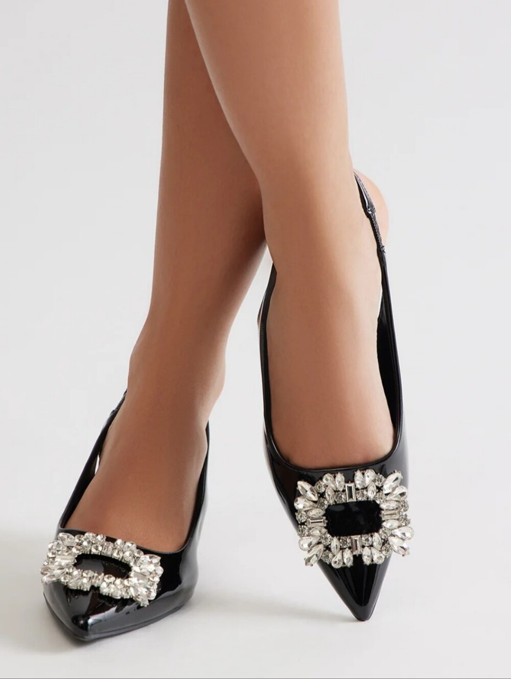 Abound Rubby Jeweled Slingback Pump - Black Patent Size 6M✌️